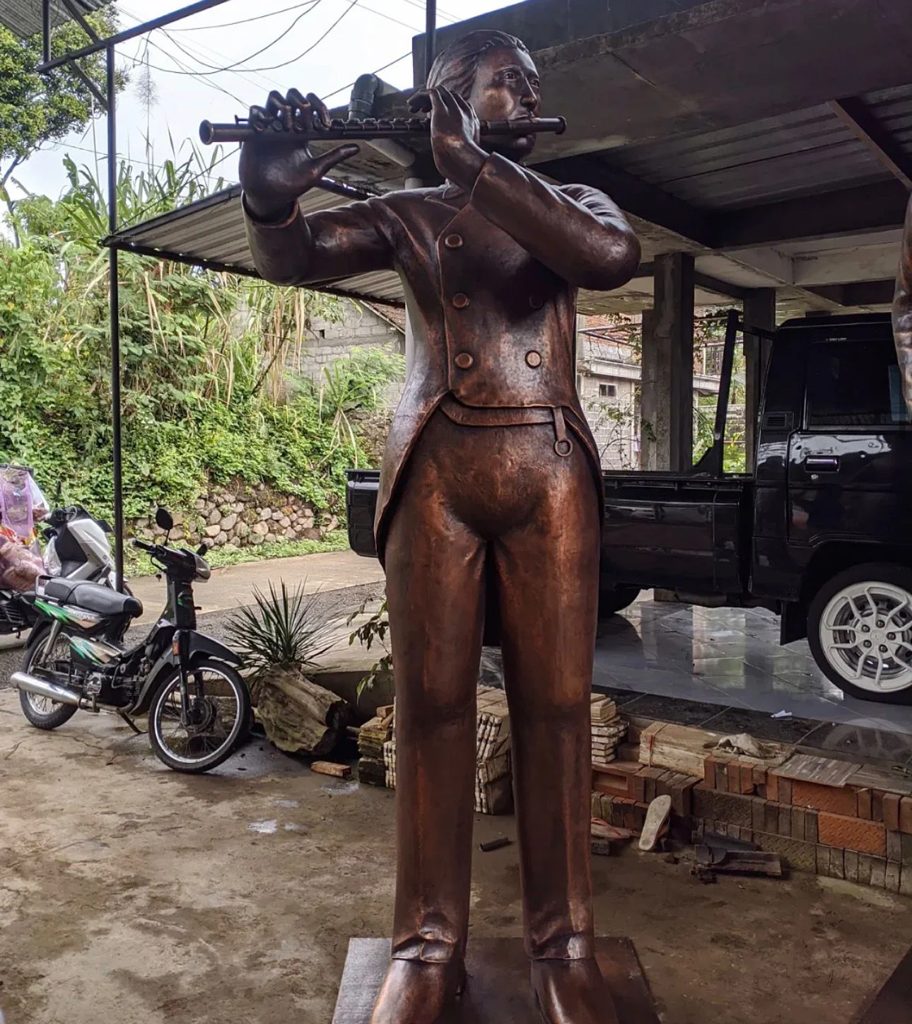Copper Standing Flute Statue