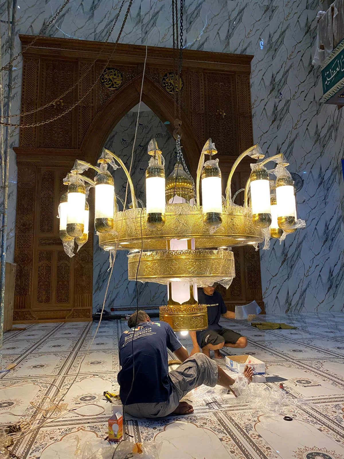 Copper chandelier